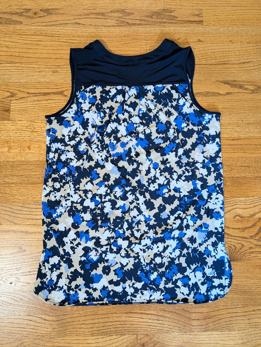 Jones New York Navy Blue Sleeveless Abstract Floral Blouse Button Front Size L - Picture 8 of 8